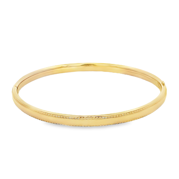 14KY Gold-Filled Beaded-Edge Polished Bangle Bracelet Image 3 Jo & Co. Jewelers Hardy, VA