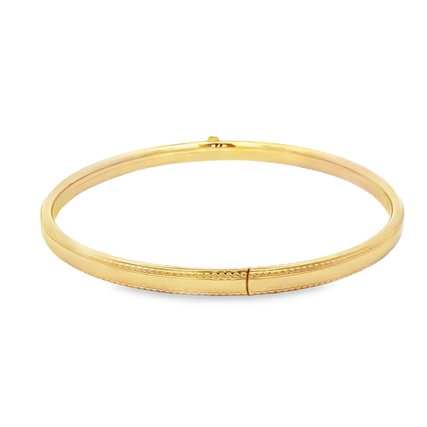 14KY Gold-Filled Beaded-Edge Polished Bangle Bracelet Image 4 Jo & Co. Jewelers Hardy, VA