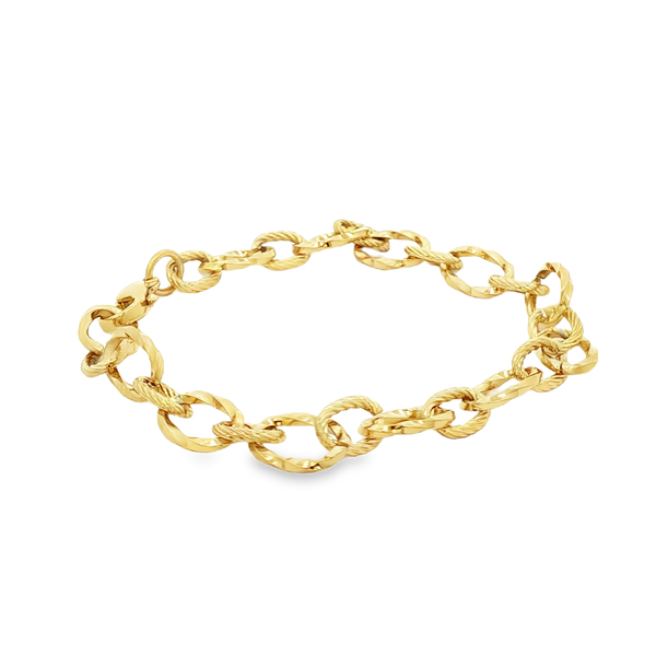 Yellow-Plated Steel Diamond-Cut & Spiral Link Cable Bracelet Image 2 Jo & Co. Jewelers Hardy, VA