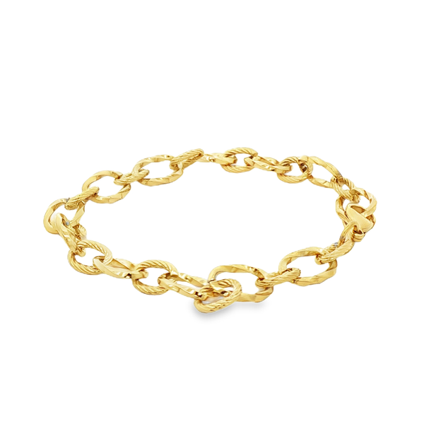 Yellow-Plated Steel Diamond-Cut & Spiral Link Cable Bracelet Image 4 Jo & Co. Jewelers Hardy, VA