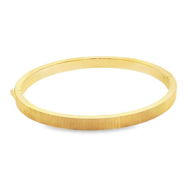 Yellow-Plated Steel Ridged Bangle Bracelet Image 3 Jo & Co. Jewelers Hardy, VA