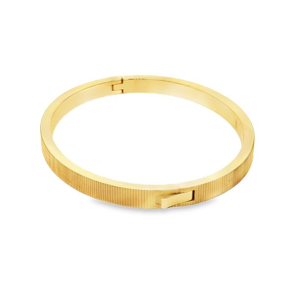 Yellow-Plated Steel Ridged Bangle Bracelet Image 4 Jo & Co. Jewelers Hardy, VA