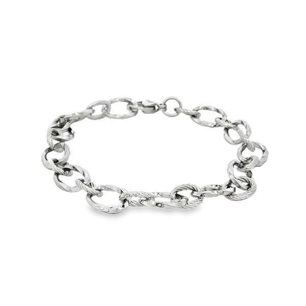 Stainless Steel Diamond-Cut & Spiral Link Cable Bracelet Jo & Co. Jewelers Hardy, VA