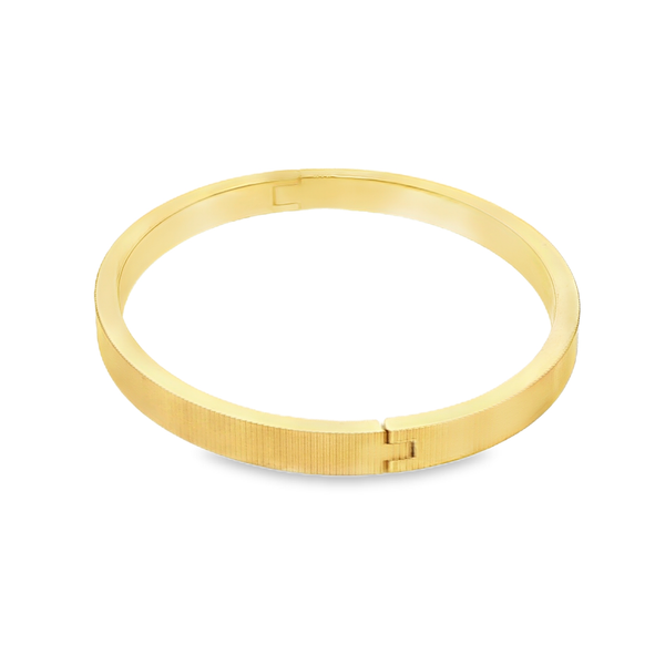 Yellow-Plated Steel Ridged Bangle Bracelet Image 2 Jo & Co. Jewelers Hardy, VA