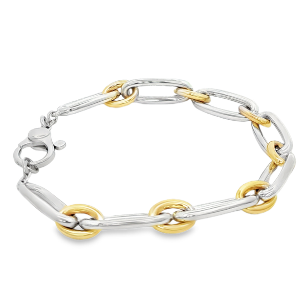 Sterling Silver & 14K Yellow Gold Polished Long & Short Link Bracelet Image 2 Jo & Co. Jewelers Hardy, VA