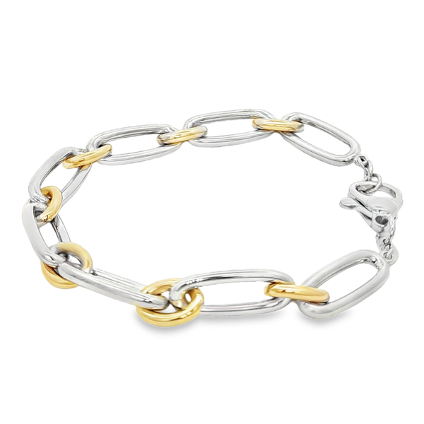 Sterling Silver & 14K Yellow Gold Polished Long & Short Link Bracelet Image 4 Jo & Co. Jewelers Hardy, VA