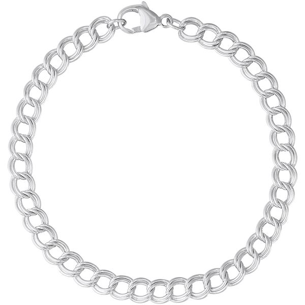 Sterling Silver Classic Petite Double-Link Curb Charm Bracelet Jo & Co. Jewelers Hardy, VA