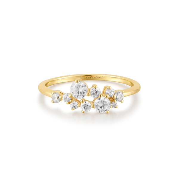 14K Yellow Gold Plated Sterling Silver Cubic Zirconium Floral Style Cluster Ring Jo & Co. Jewelers Hardy, VA