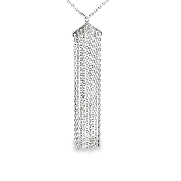 Sterling Silver Diamond-Cut Small Tassel Necklace 18