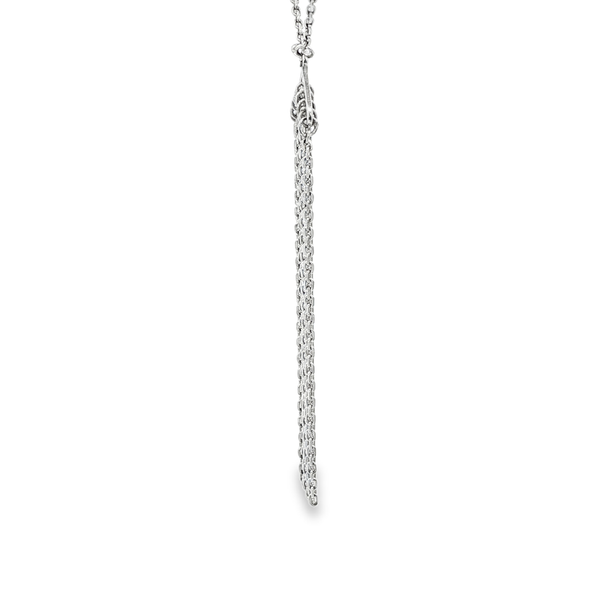 Sterling Silver Diamond-Cut Small Tassel Necklace 18