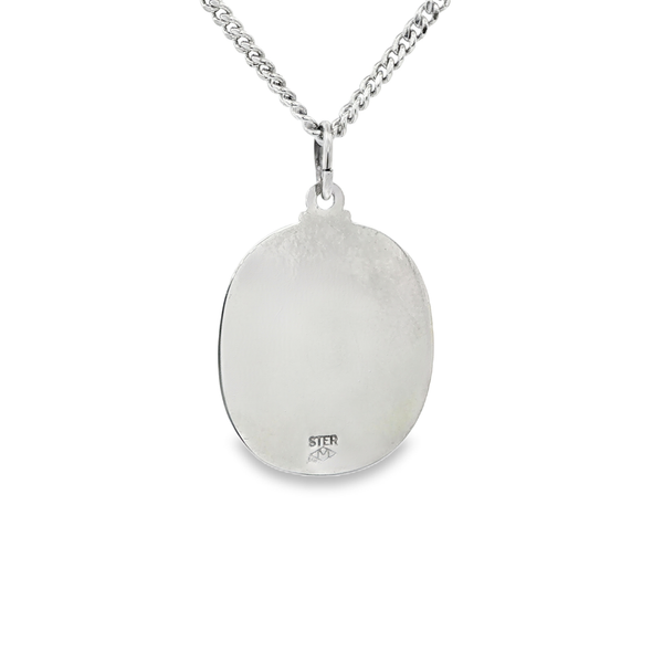 Sterling Silver Satin St. Christopher Medal Necklace with Stainless Steel Chain Image 3 Jo & Co. Jewelers Hardy, VA