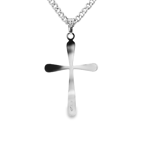 Sterling Silver Polished Cross Pendant with 24