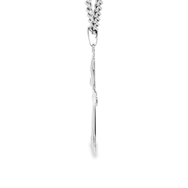 Sterling Silver Polished Cross Pendant with 24