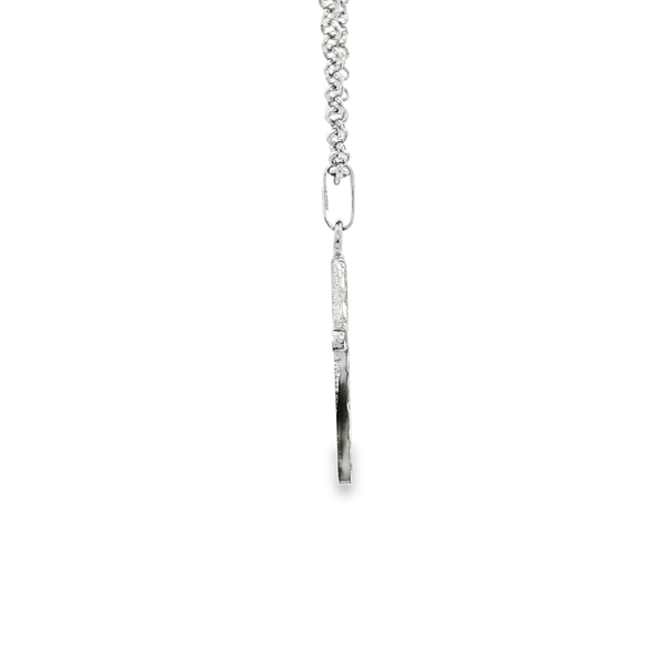 Sterling Silver Diamond-Cut Florentine Flat Cross Pendant Necklace Image 4 Jo & Co. Jewelers Hardy, VA