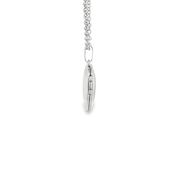 Sterling Silver Satin & Polished Heart Locket Necklace Image 2 Jo & Co. Jewelers Hardy, VA