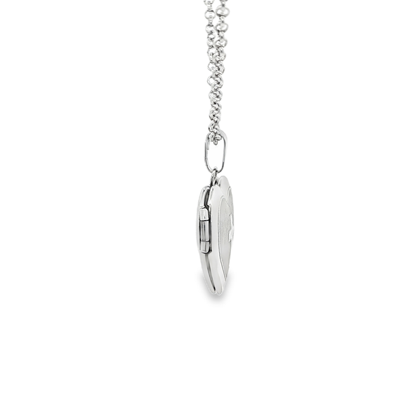Sterling Silver Cross Heart Locket Necklace Image 2 Jo & Co. Jewelers Hardy, VA