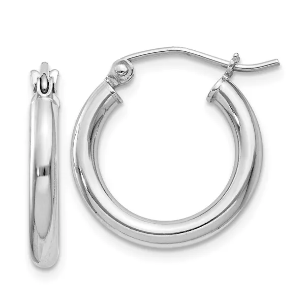 Sterling Silver Rhodium-Plated Polished Leverback Hoop Earrings Jo & Co. Jewelers Hardy, VA