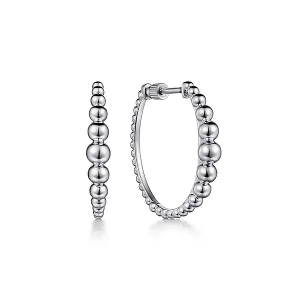 Gabriel Sterling Silver Beaded Bujukan Graduated Asymmetric Hoop Earrings Jo & Co. Jewelers Hardy, VA