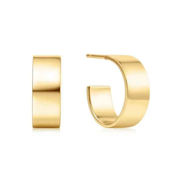 Ania Haie 14K Yellow Gold-Plated Medium Flat Post Hoop Earrings Jo & Co. Jewelers Hardy, VA