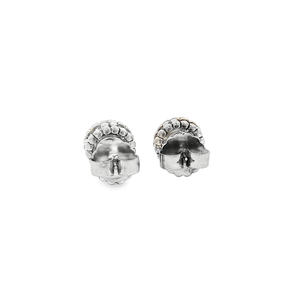 VAHAN Sterling Silver & 14K Gold Onyx Diamond Button Earrings .24ctw Image 3 Jo & Co. Jewelers Hardy, VA