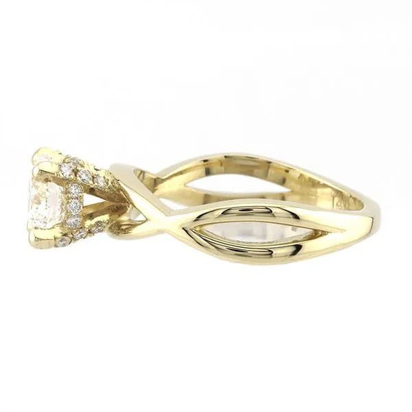 14K Yellow Gold Split Shank Wavy Hidden Halo Engagement Ring Image 3 John Anthony Jewellers Ltd. Kitchener, ON
