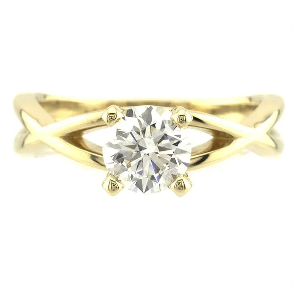 14K Yellow Gold Split Shank Wavy Hidden Halo Engagement Ring John Anthony Jewellers Ltd. Kitchener, ON