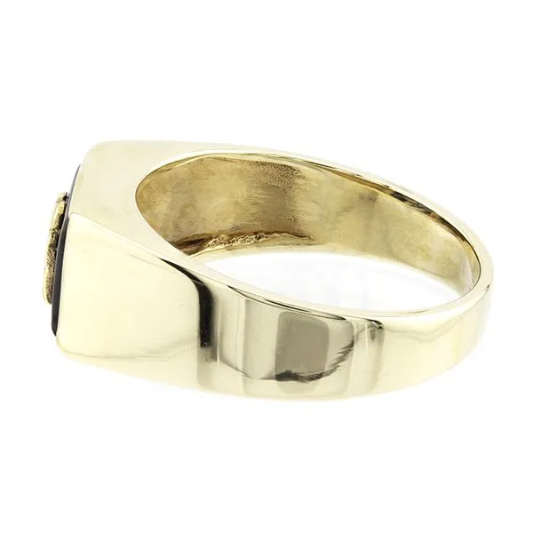 10Kt Yellow Gold Onyx Inlaid "L" Initial Fashion Ring Image 3 John Anthony Jewellers Ltd. Kitchener, ON