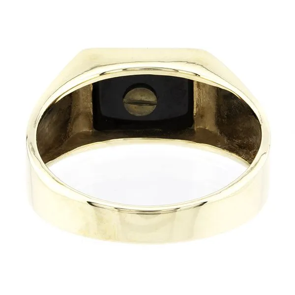 10Kt Yellow Gold Onyx Inlaid "L" Initial Fashion Ring Image 5 John Anthony Jewellers Ltd. Kitchener, ON