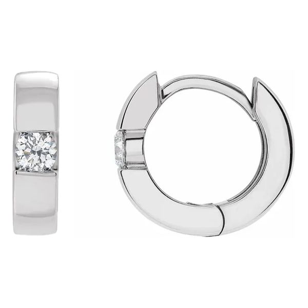 10K White Gold Diamond Huggie Hoop Earrings John Anthony Jewellers Ltd. Kitchener, ON