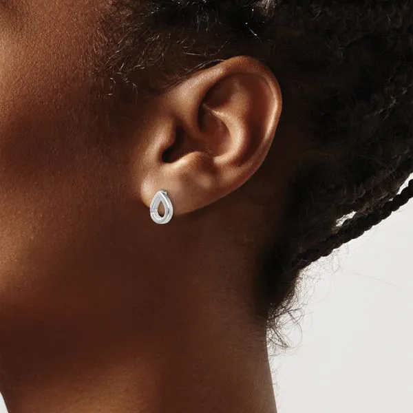 Rhodium Plated Silver Diamond Teardrop Stud Earrings Image 3 John Anthony Jewellers Ltd. Kitchener, ON