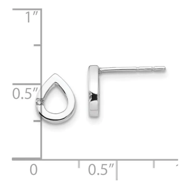 Rhodium Plated Silver Diamond Teardrop Stud Earrings Image 4 John Anthony Jewellers Ltd. Kitchener, ON