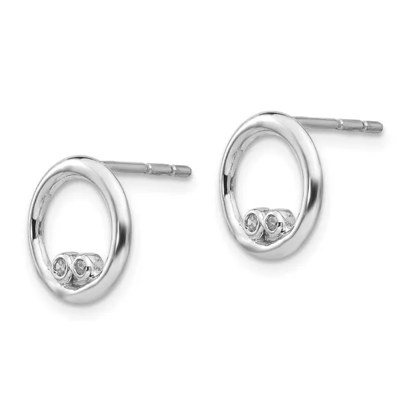 Rhodium Plated Sterling Silver Open Circle Stud Earrings with Diamonds Image 2 John Anthony Jewellers Ltd. Kitchener, ON