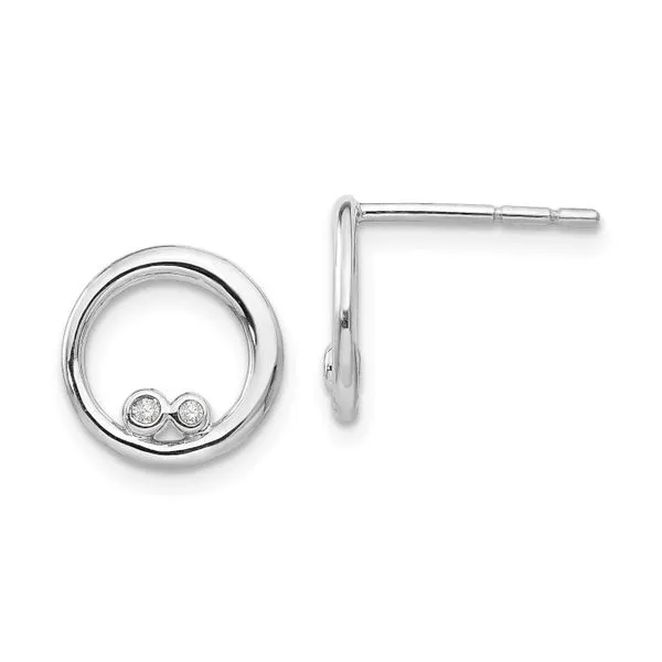 Rhodium Plated Sterling Silver Open Circle Stud Earrings with Diamonds John Anthony Jewellers Ltd. Kitchener, ON