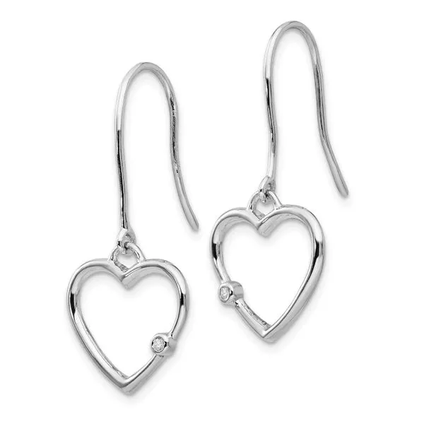 Rhodium Plated Sterling Silver Open Heart Dangle Earrings with Diamonds Image 2 John Anthony Jewellers Ltd. Kitchener, ON