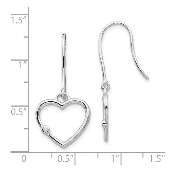 Rhodium Plated Sterling Silver Open Heart Dangle Earrings with Diamonds Image 4 John Anthony Jewellers Ltd. Kitchener, ON