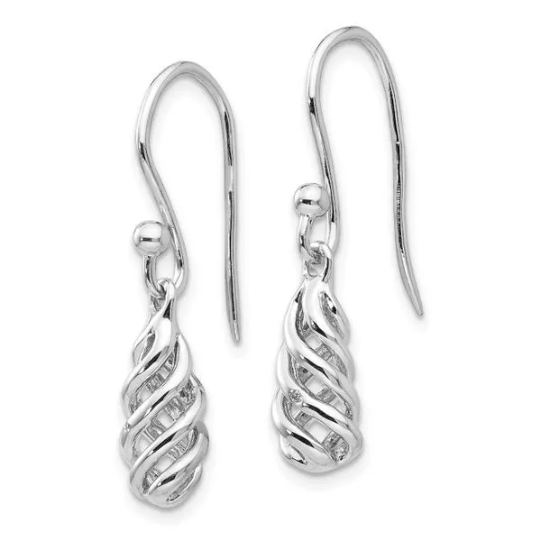 Rhodium Plated Sterling Silver Spiral Dangle Earrings with Diamonds Image 2 John Anthony Jewellers Ltd. Kitchener, ON
