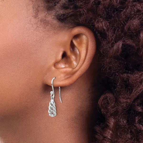 Rhodium Plated Sterling Silver Spiral Dangle Earrings with Diamonds Image 3 John Anthony Jewellers Ltd. Kitchener, ON