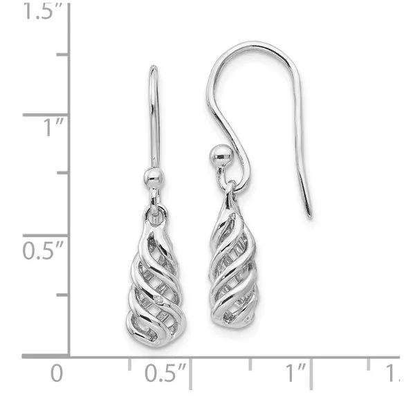 Rhodium Plated Sterling Silver Spiral Dangle Earrings with Diamonds Image 4 John Anthony Jewellers Ltd. Kitchener, ON