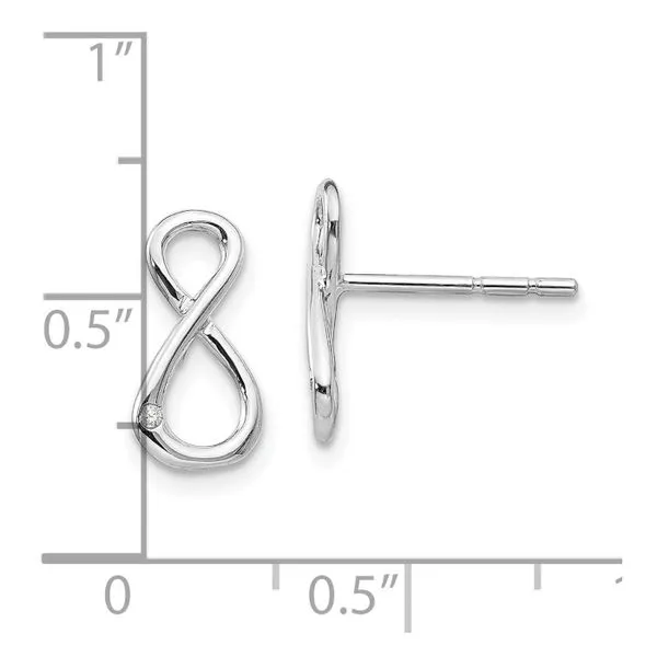 Rhodium Plated Sterling Silver Infinity Stud Earrings with Diamonds Image 4 John Anthony Jewellers Ltd. Kitchener, ON