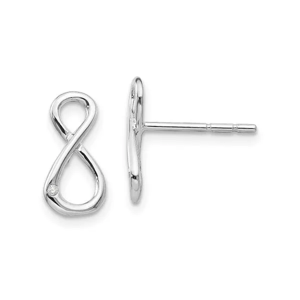 Rhodium Plated Sterling Silver Infinity Stud Earrings with Diamonds John Anthony Jewellers Ltd. Kitchener, ON