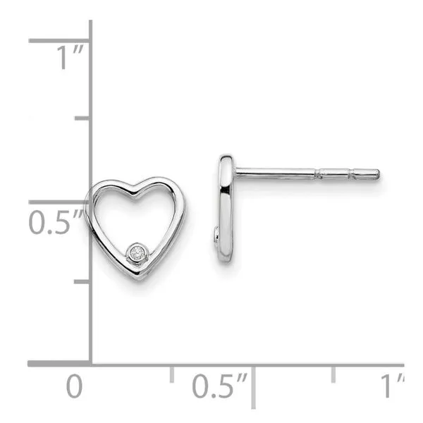 Rhodium Plated Sterling Silver Open Heart Stud Earrings with Diamonds Image 4 John Anthony Jewellers Ltd. Kitchener, ON
