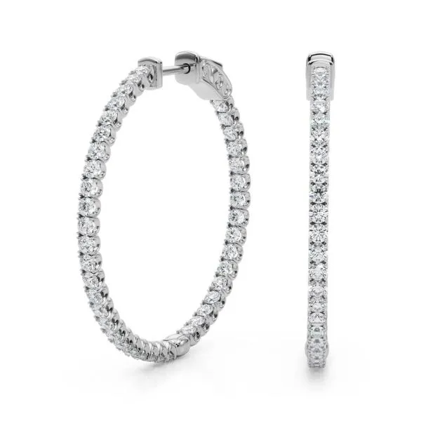 14K White Gold Hinged Hoop Earrings with Lab-Grown Diamonds John Anthony Jewellers Ltd. Kitchener, ON