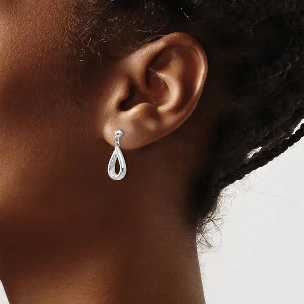 Rhodium Plated Sterling Silver Diamond Teardrop Dangle Earrings Image 3 John Anthony Jewellers Ltd. Kitchener, ON