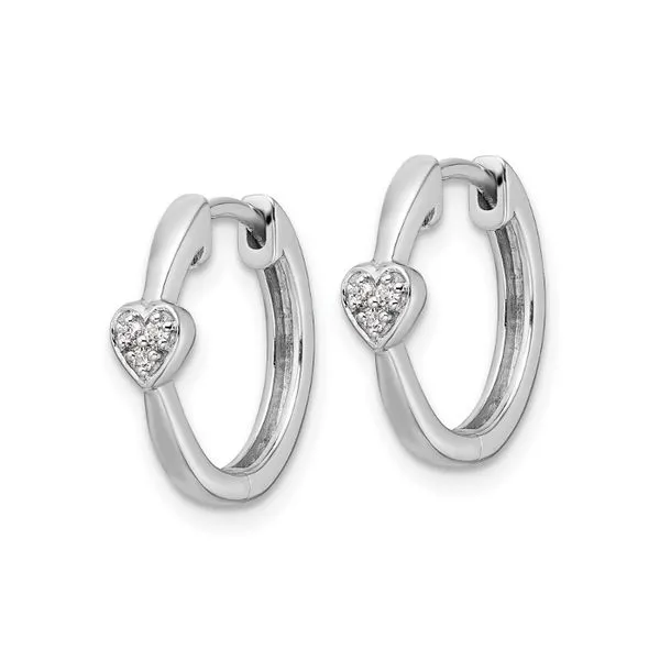 Rhodium Plated Sterling Silver Diamond Huggie Hoop Earrings Image 2 John Anthony Jewellers Ltd. Kitchener, ON