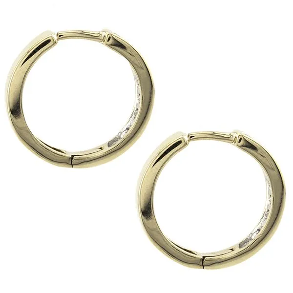10K Yellow Gold Diamond Huggie Hoop Earrings Image 2 John Anthony Jewellers Ltd. Kitchener, ON