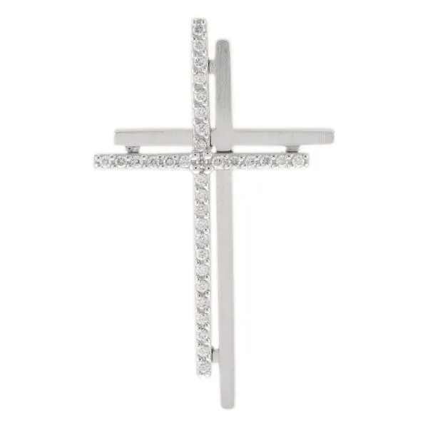 14K White Gold Double Cross Diamond Pendant John Anthony Jewellers Ltd. Kitchener, ON