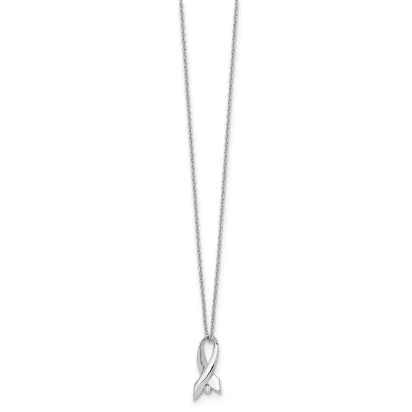 Sterling Silver Ribbon Pendant with Diamond Image 2 John Anthony Jewellers Ltd. Kitchener, ON