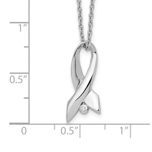 Sterling Silver Ribbon Pendant with Diamond Image 3 John Anthony Jewellers Ltd. Kitchener, ON