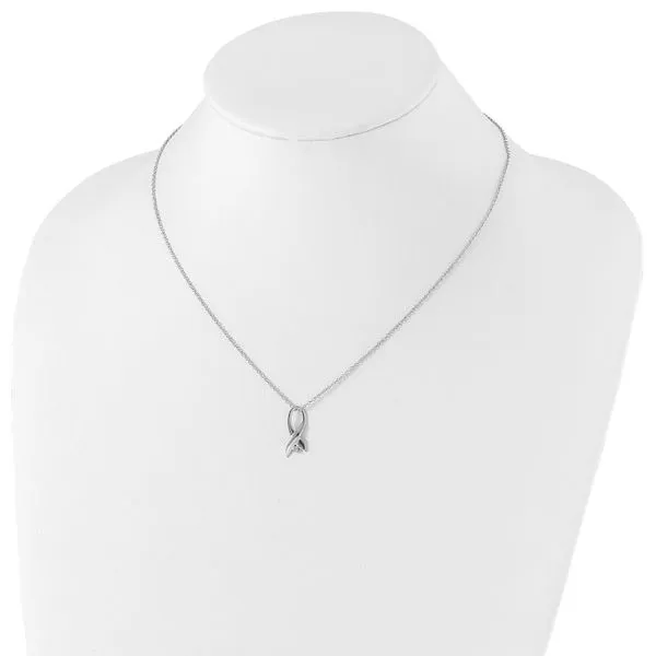 Sterling Silver Ribbon Pendant with Diamond Image 4 John Anthony Jewellers Ltd. Kitchener, ON