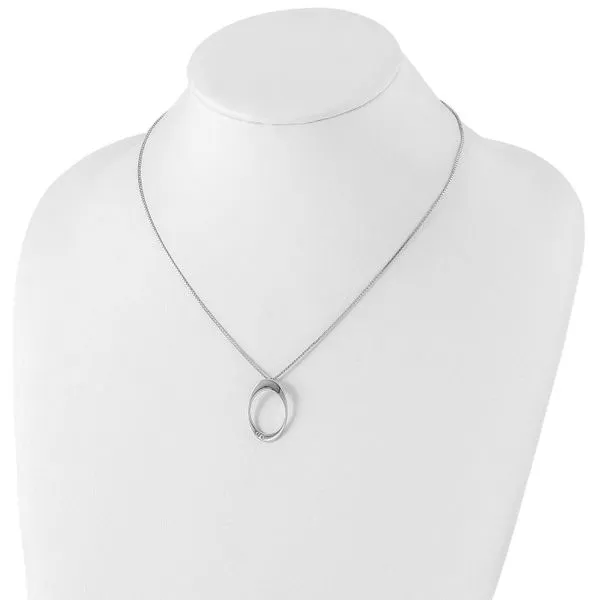Rhodium Plated Sterling Silver Open Oval Pendant with Diamonds Image 4 John Anthony Jewellers Ltd. Kitchener, ON
